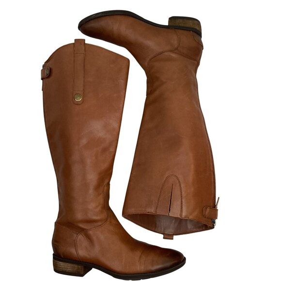 Sam Edelman 109 Penny Classic Leather 6.5W Knee High Riding Boots Zip Closure Co - Picture 5 of 14